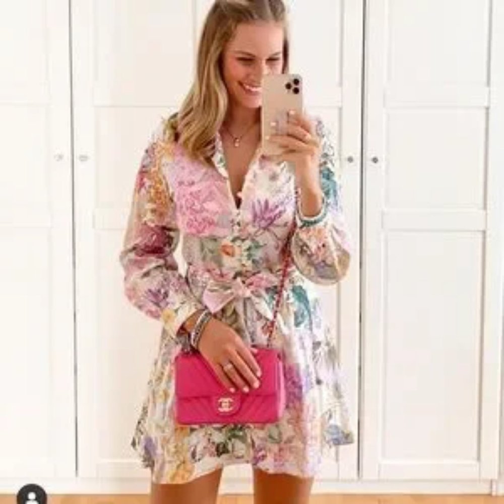 NWT ZARA Linen Floral Print Dress Blogger Favorite - Picture 6 of 16